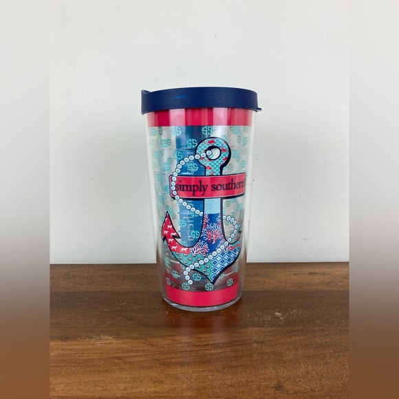 Tervis Simply Southern Tumbler Blue Coral Pink And Light Blue Lid - Picture 1 of 6